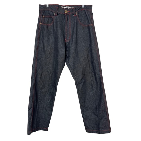 Y2K Rich Kid Jeans Dark Wash Straight Leg Baggy Jeans Men's Size 36X32